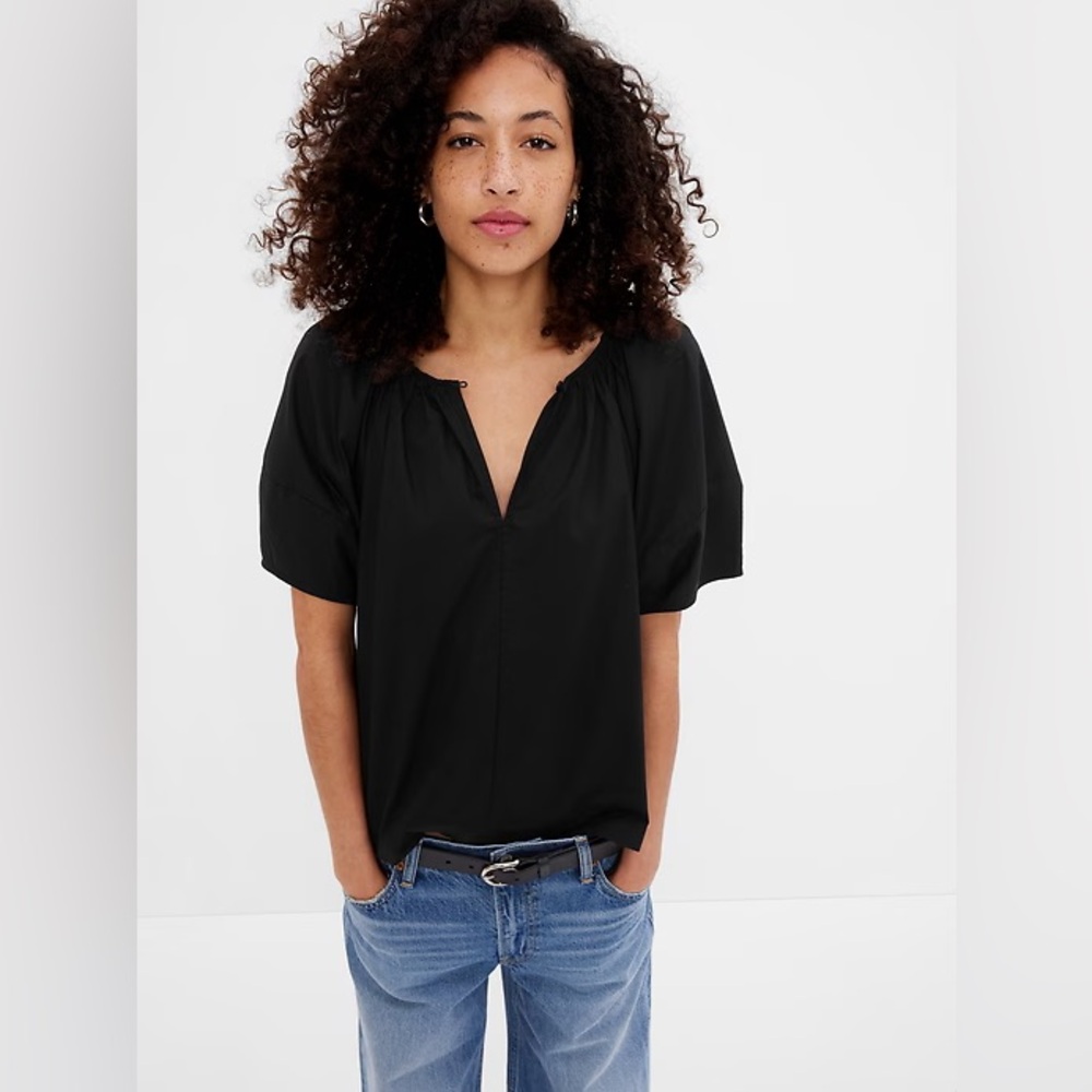 Old Navy Bubble-Sleeve Poplin Black‎ top Blouse - Picture 10 of 16